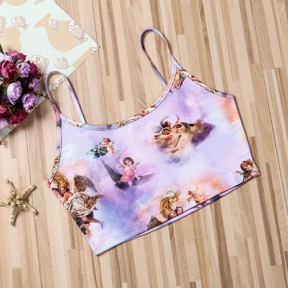 Purple angel sky print crop top 👼🏼☁️ - Picture 2 of 10